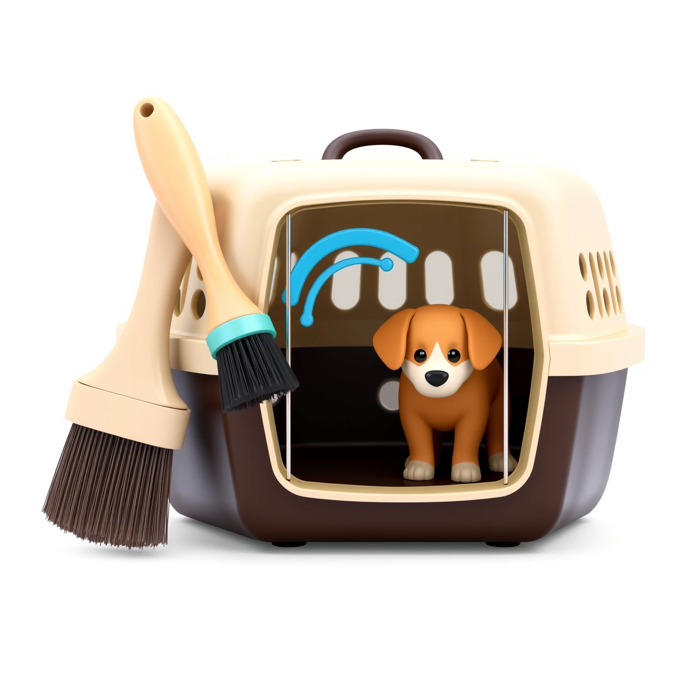 Illustrative pet food, equipment, grooming and preventive-care objects