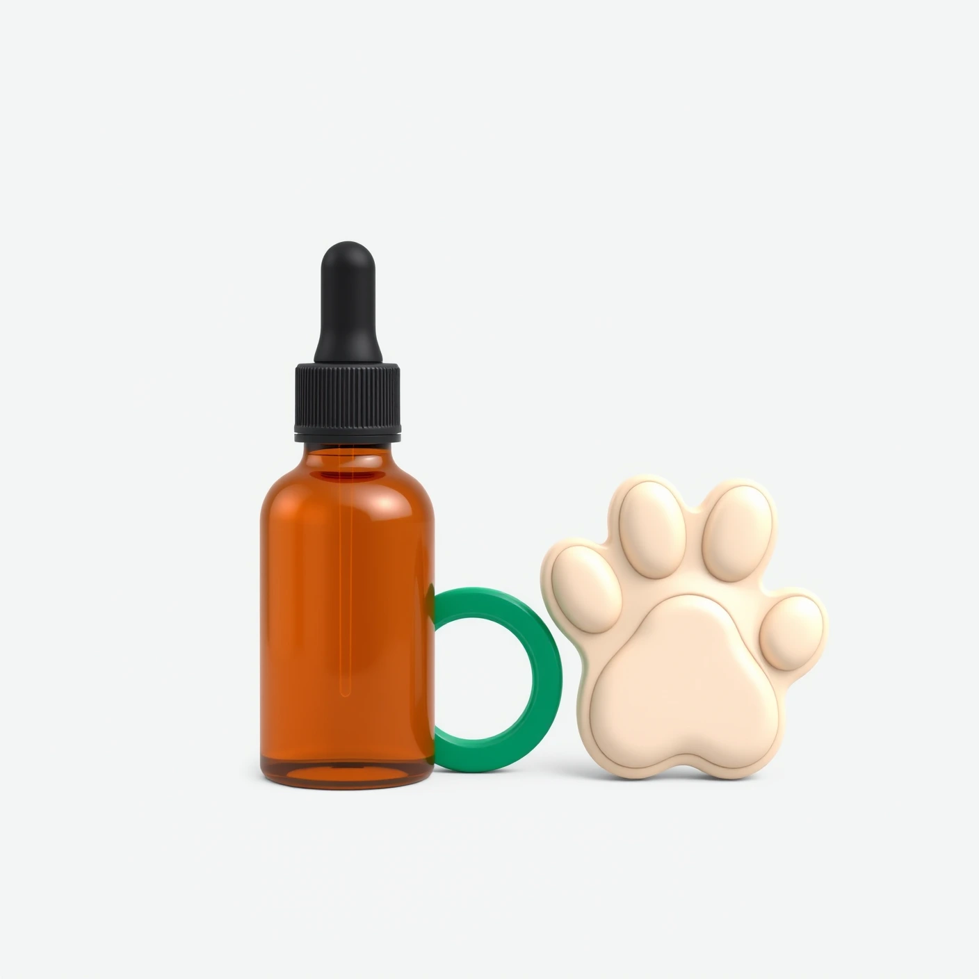 Illustrative pet food, equipment, grooming and preventive-care objects
